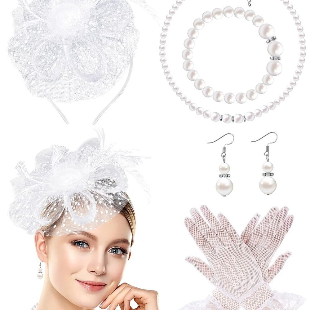 1920s Vintage Fascinator Hat Set Women Tea Party Wedding Cocktail